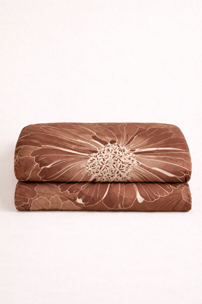 İQON Double (1 Piece) Duvet Cover 100% Cotton Satin Daisy Brown