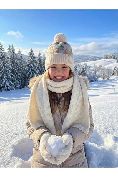 LAGRANZE Girl's Cozy Junior Set – Scarf, Beanie, Glove Set (Ages 8–12)