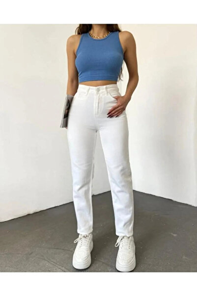 kleshus Serenay Jeans Women's Non-Fading White High Waist Comfort Stretch Fab...