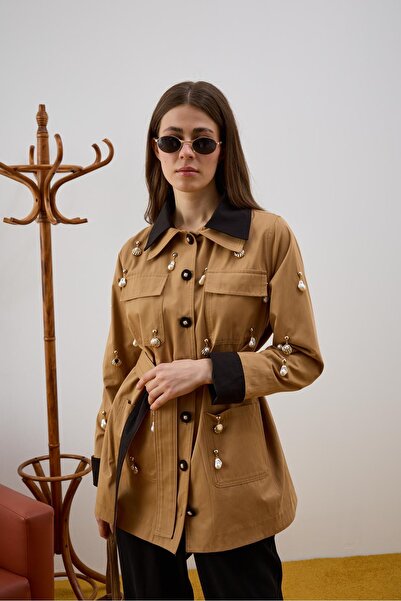 Hilay Parka Düğmeli Özel Aksesuarlı Parka CAMEL