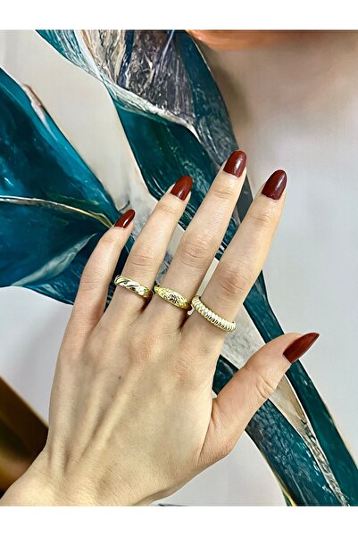 Vitastyle GOLD 3'LÜ KOMBİN YÜZÜK SETİ