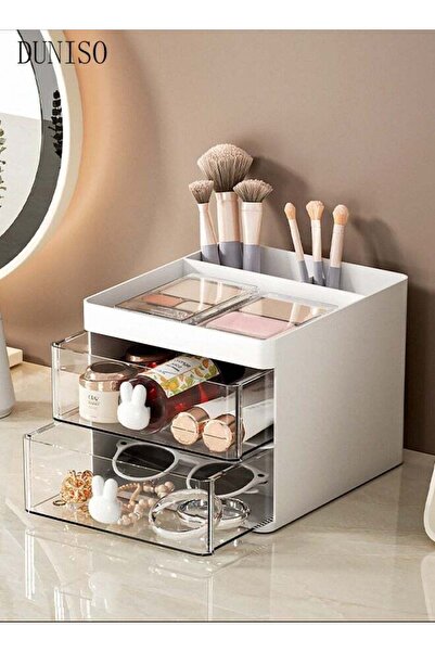Yelajoy Makeup Organizer, Cosmetic Desk Storage Box with Drawers Skincare Organizers for Dressing Table, Cou