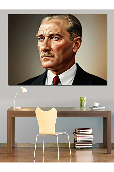 Artmeg Pânză decorativă Mustafa Kemal Atatürk cu aspect serios - Tablou din l...