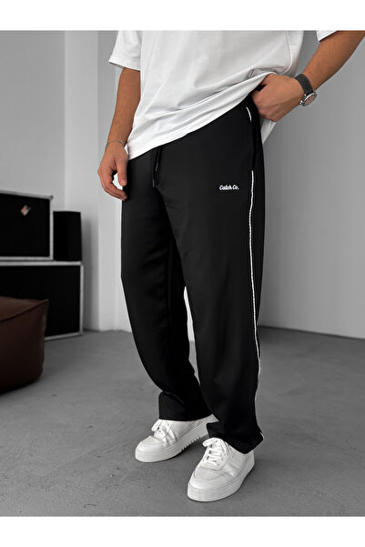 BYBASICMAN بدلة رياضية فضفاضة مطرزة باللون الأسود C-4573