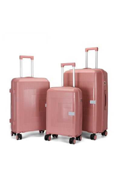 POGAGO 3 Piece PP Hard Shell Luggage Set 28/24/20 Inch Lightweight Unbreakable with 360° Rotating Wheels