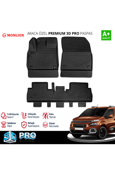 Monlion Citroen Berlingo 3D Pro Havuzlu Paspas 2018 Üzeri