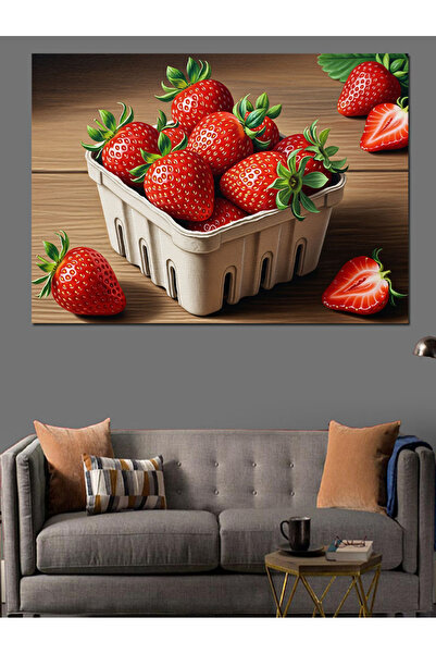 KanvasSepeti Çilek Sepeti Summer Pictură în ulei de înaltă calitate texturat ...