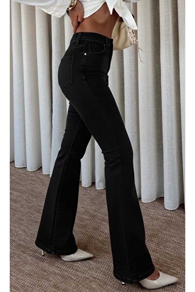 Trn JNS material elastic Pantaloni de blugi spanioli pentru femei, negri, Sup...