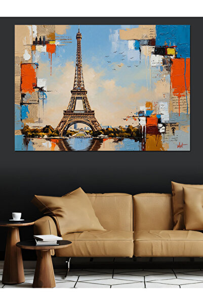 KanvasSepeti Turnul Eiffel din Paris Pictură în ulei de înaltă calitate textu...