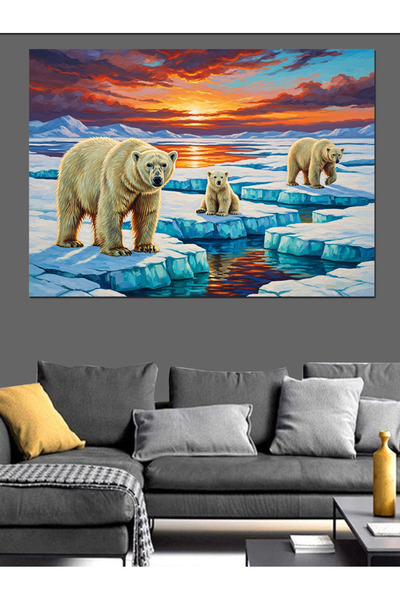 KanvasSepeti Urși polari Pictură în ulei de înaltă calitate texturat Canvas C...