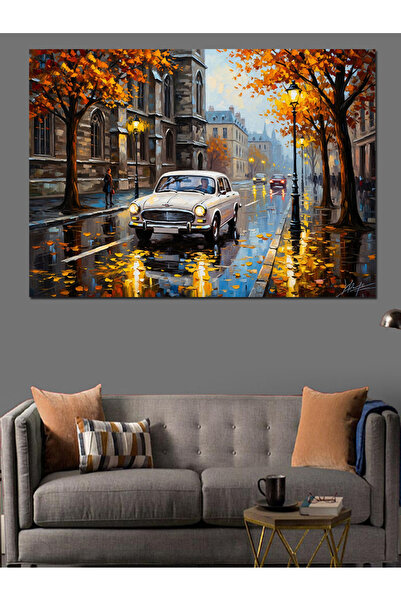 Artmeg Φθινοπωρινό Τοπίο με Αυτοκίνητο στο Πάρκο - Διακοσμητικός Καμβάς - Ξύλ...