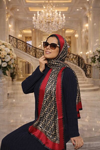 tomrisboutique Lüks Vual İpek Şal Hijab Fular Scarf Shawl Leopar Desen 70 x 1...