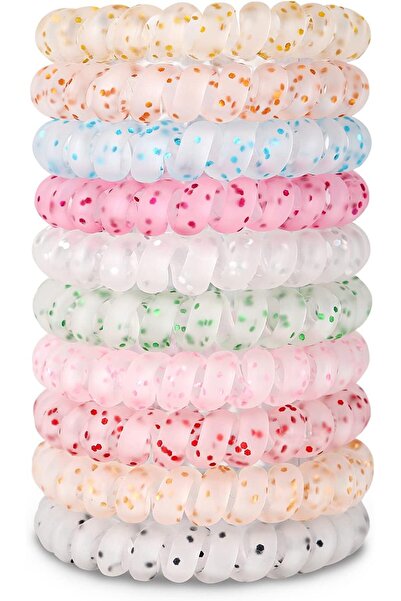 SIADEE 10 ربطات شعر حلزونية للشعر الكثيف، ربطات مطاطية ملفوفة، متعددة الألوان...