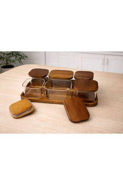 YONCA ART CONCEPT DAYANIKLI AKASYA KAPAKLI 6LI TEPSİLİ KAHVALTILIK