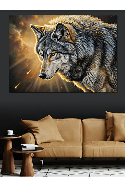 Artmeg Pânză decorativă cu ilustrație de animale Lupul Furios - Tablou din le...