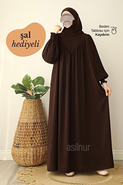 ASİLNUR Sema Dress Shawl Gift Set Brown