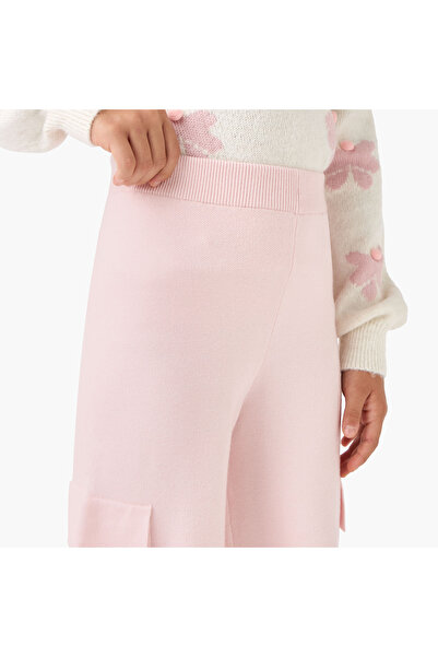 Juniors Solid Cargo Pants with Elasticated Waistband and Pockets