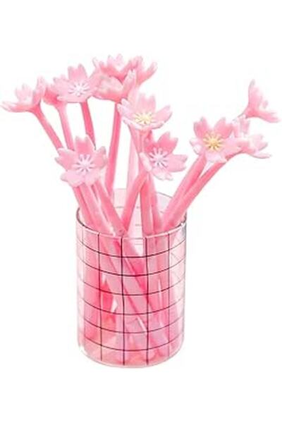 Saharaz 12Pcs Cherry blossoms Gel Pens for Child, Women, Coworkers, Hostess and Girlfriend,Black Ink (0.5mm)