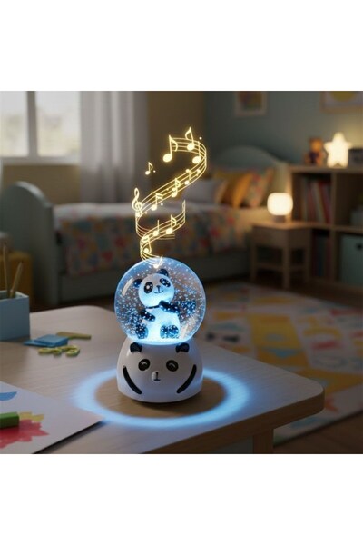 WiderMarkt Panda Figürlü Işıklı Müzikli Kar Küresi/Biblo - Pilli LED Aydınlat...