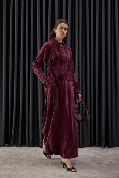 Hilay Esse Jakar Garnili Tokalı ELbise MÜRDÜM