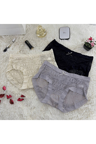Elaram Lace Hipster Panties Set of 3 – Soft Textured, Stretchy, Everyday Wear
