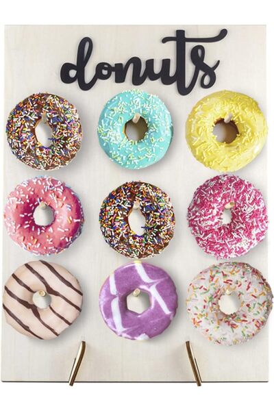 Bukela Making Tech Wooden Wall Donut Holder, Reusable, Holds 9 Donuts for Parties, Weddings, Birthdays, and