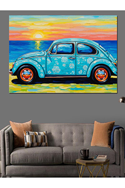 Artmeg Pânză decorativă pentru mașini clasice Blue Vosvos - Masă din lemn MDF
