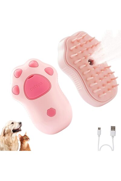 Arabest Pet Steam Brush, 3 in 1 Steamy Cat Brush, Silicone Massage Grooming Brush Steamy Dog Brush