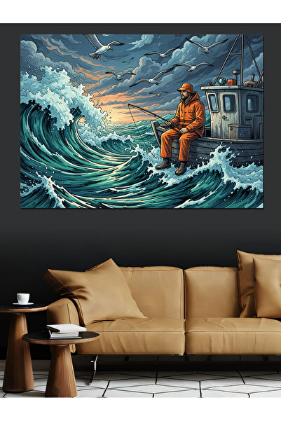 KanvasSepeti Pictură în ulei de înaltă calitate, cu valuri mari, texturat Can...