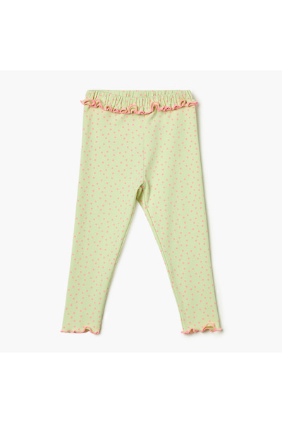 Juniors بنطال ضيق منقط بتفاصيل كشكشة وحزام خصر مطاطي