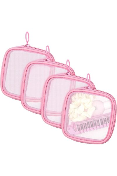 EXCEFORE Mesh Makeup Bag, 4Pcs Clear Toiletry Pouch with Zipper