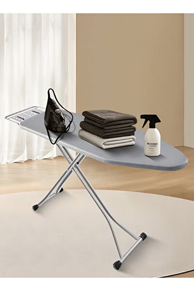 MHONGWEI لوح كيّ بغطاء رمادي مقاوم للحرارة ورفّ كيّ قابل للطيّ وغير قابل للان...