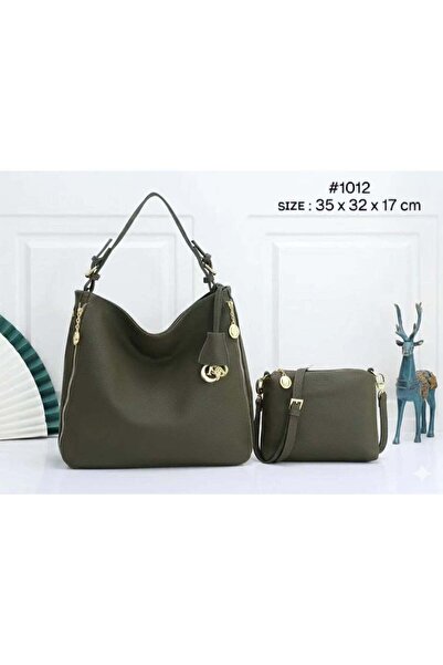 HOBO Tote Shoulder Bag with small pouch sling bag, Soft Matte Leather, Gold Hardware, color [ARMY GR