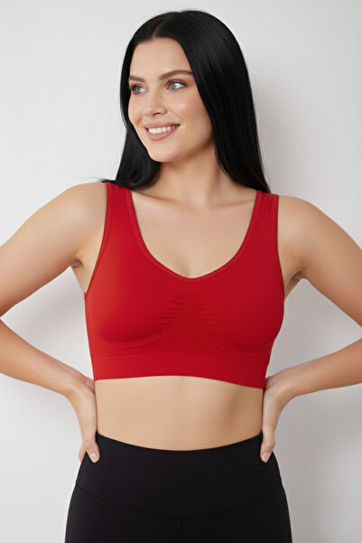 MİSTİRİK Rosella Model Göğüs Küçültücü Kalın Asklı Pedsiz Sütyen Kırmızı Renk