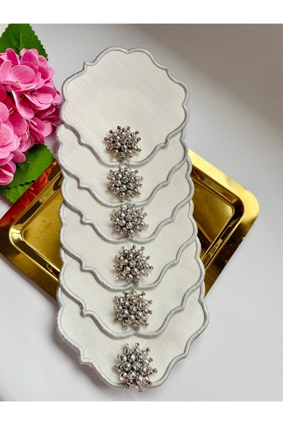 ELÇİÇEK HOME Presentation Napkin, Cocktail Napkin, Coffee Side Presentation Napkin 6 Pieces