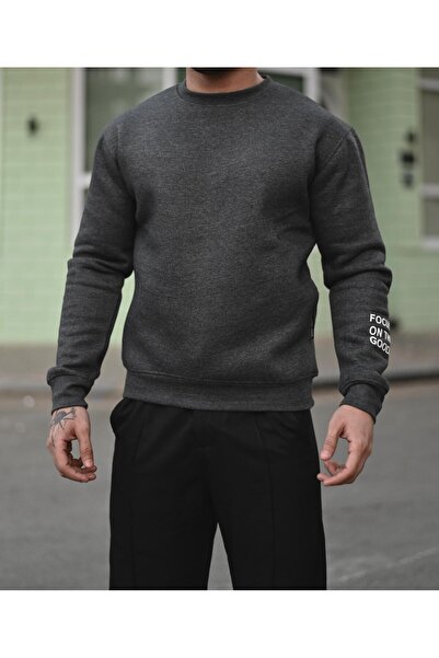 MayaCloset Printed Gray Unisex Fleece Sweatshirt – Crew Neck, Regular Fit