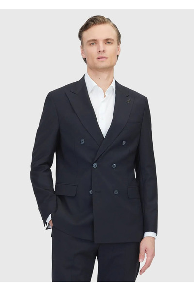 Ramsey Black Plain Wool Blended Suit