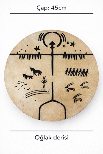 Aurora 45 Cm Oğlak Derisi Şaman Davulu – El Yapımı Kam Davulu - Kılıf