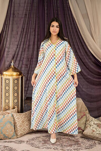 AFandina جلابية قطن مشجر متعددة الألوان – راحة وأناقة يومية SM -38