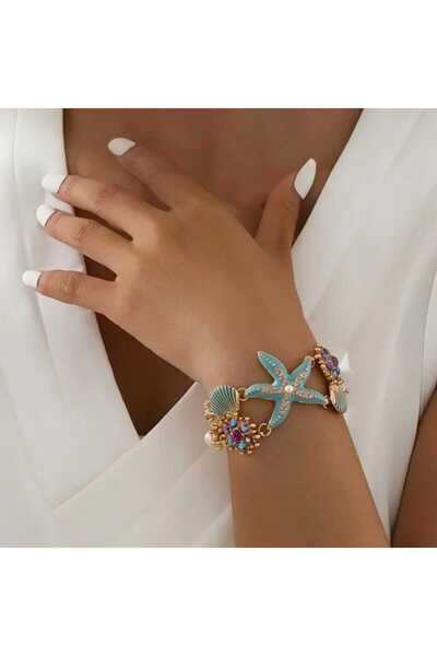 donna e milano Donna Bracelet Model Decorated with Shell Details and Sea Cora...