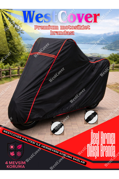 WestCover Ducati Monster 1200 Compatible (Black-Red Stitched) Reflective Motorcycle Cover