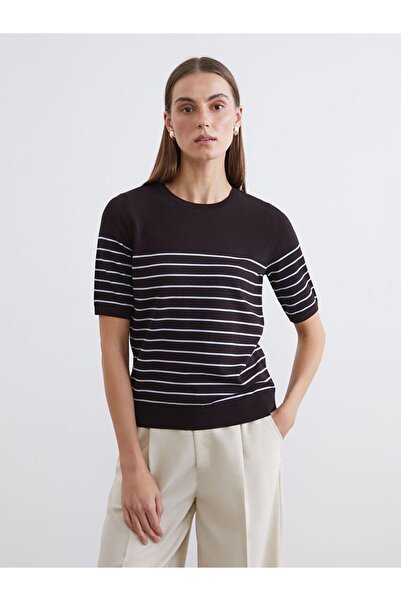 LC Waikiki Lcwaikiki Classic Brown Crew Neck Striped Women's Knitwear Sweater
