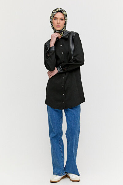 Setrms Suni Deri Detaylı Örme Tunik