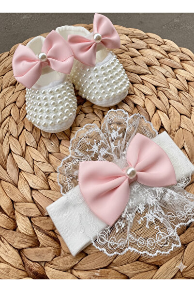 Harry&Millie مجموعة أحذية للفتيات الصغيرات بتفاصيل فيونكة وترتر لامع مع ربطة ...