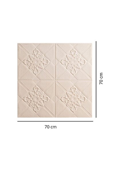 HORECA MARKET 3D Dekoratif Kadife Köpük Duvar Panelleri Bej 70x70 Cm - Kadife...