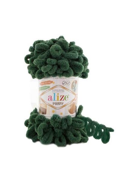 Alize Puffy hand knitting yarn, 5 pieces, 532 green