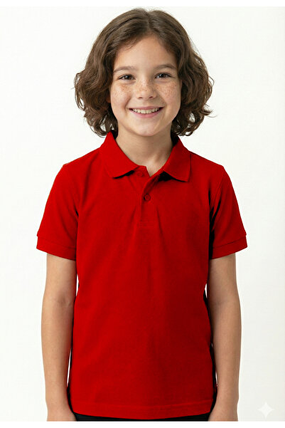 CC STORE Children's Polo Neck School T-Shirt Polo Fabric School Clothing - Red