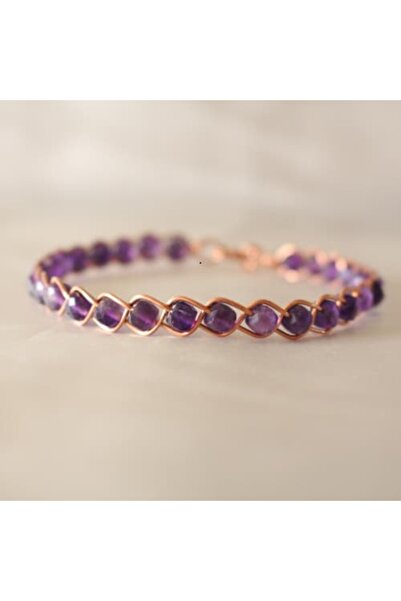 Elbi Takı Örgü Model Ametist Küp Bilezik