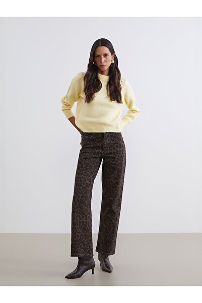 LC Waikiki LCW Jeans Straight Fit Leopar Desenli Kadın Jean Pantolon