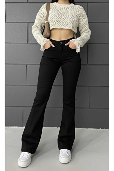 NWC Flared F Flare Jeans Jeans Trousers High Waist Black Flared Lycra